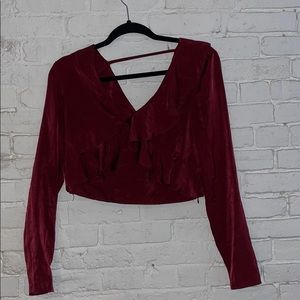 J.O.A. MAROON CROPPED BLOUSE